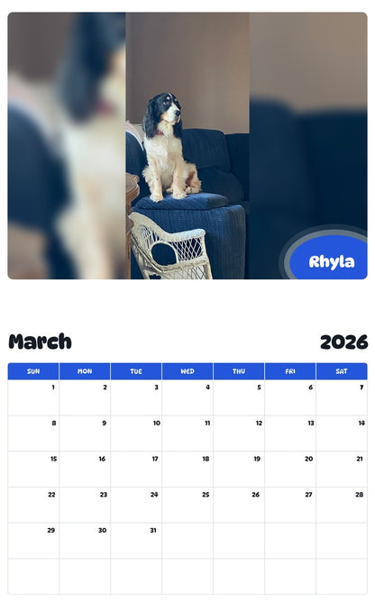 November 2025 - October 2026 Rhyla - Pawidols Pet Calendar
