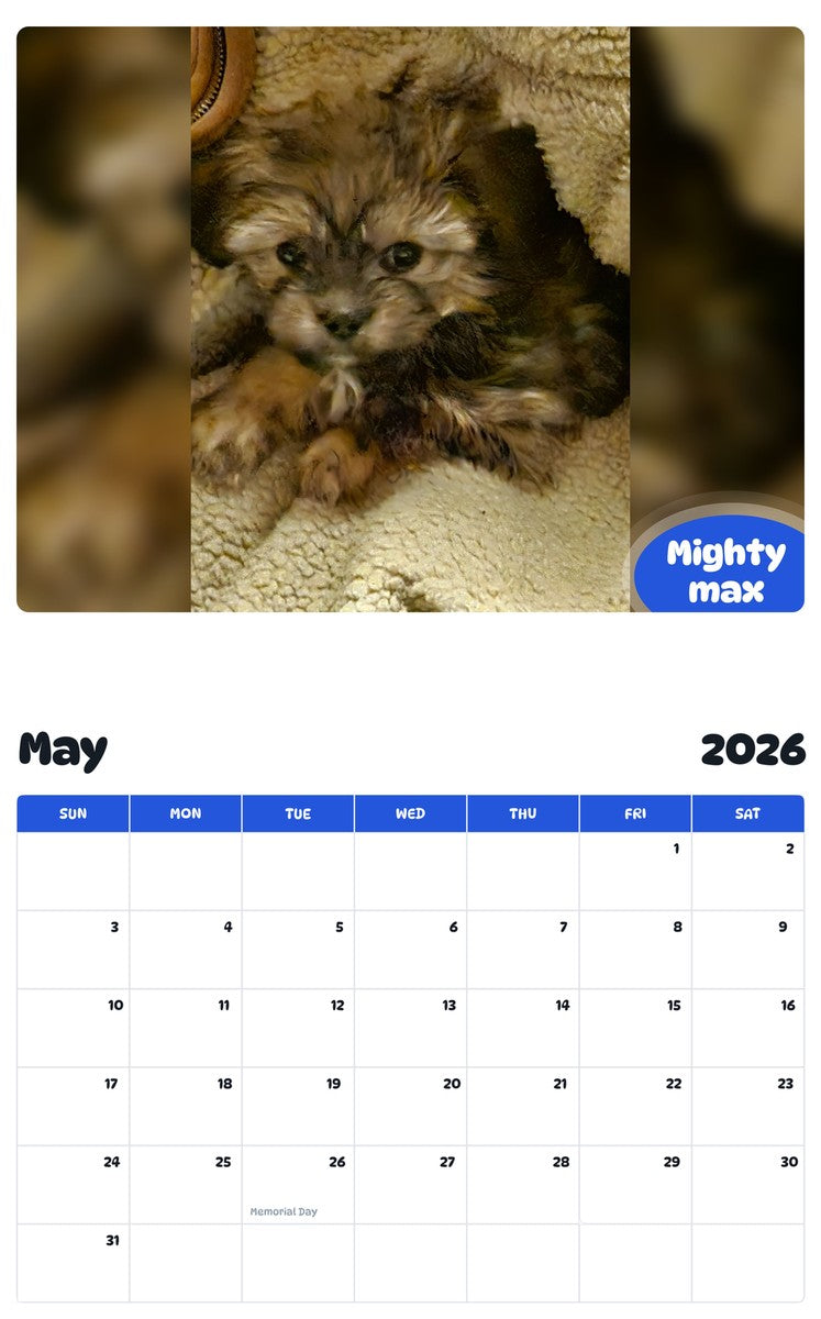 2026 - 2027 Mighty max - Pawidols Pet Calendar