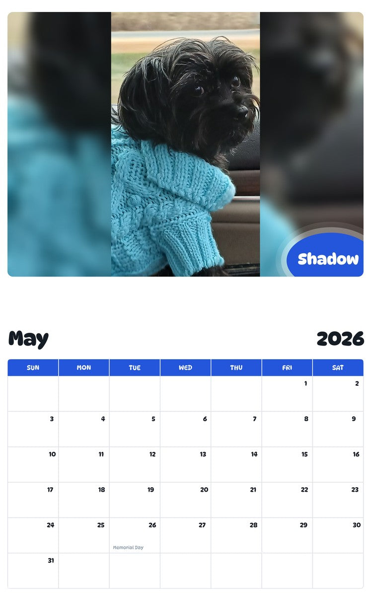 2026 - 2027 Shadow - Pawidols Pet Calendar