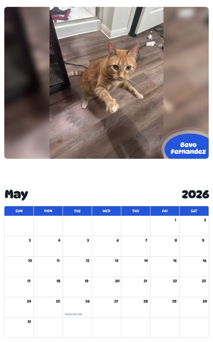 2026 - 2027 Bevo Fernandez - Pawidols Pet Calendar