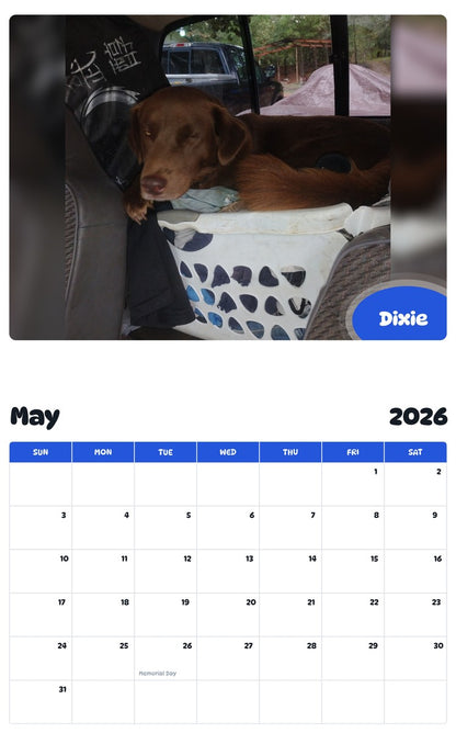 2026 - 2027 Dixie - Pawidols Pet Calendar
