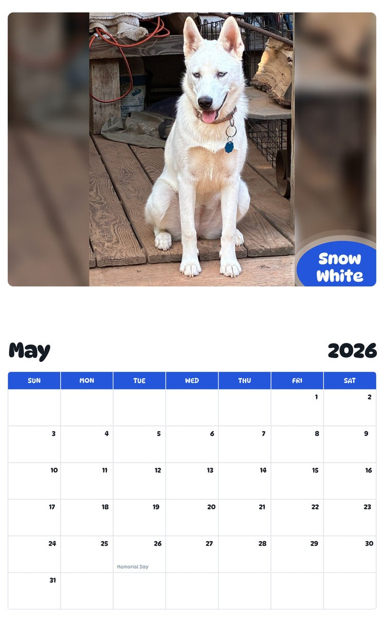 2026 - 2027 Snow White - Pawidols Pet Calendar