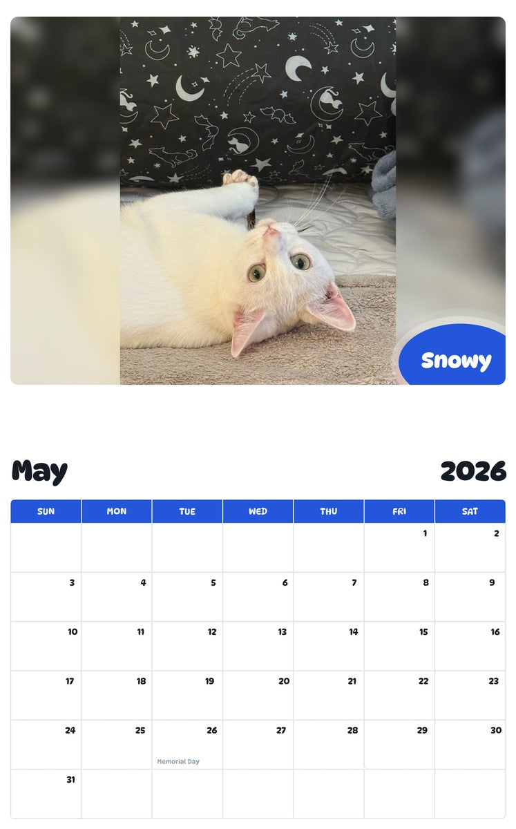 2026 - 2027 Snowy - Pawidols Pet Calendar