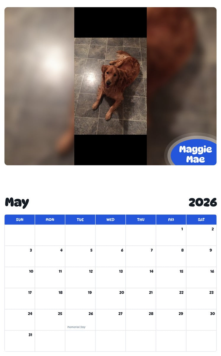 2026 - 2027 Maggie Mae - Pawidols Pet Calendar