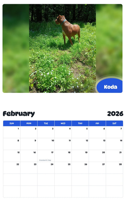 October 2025 - September 2026 Koda - Pawidols Pet Calendar