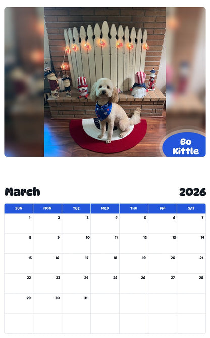 November 2025 - October 2026 Bo Kittle - Pawidols Pet Calendar