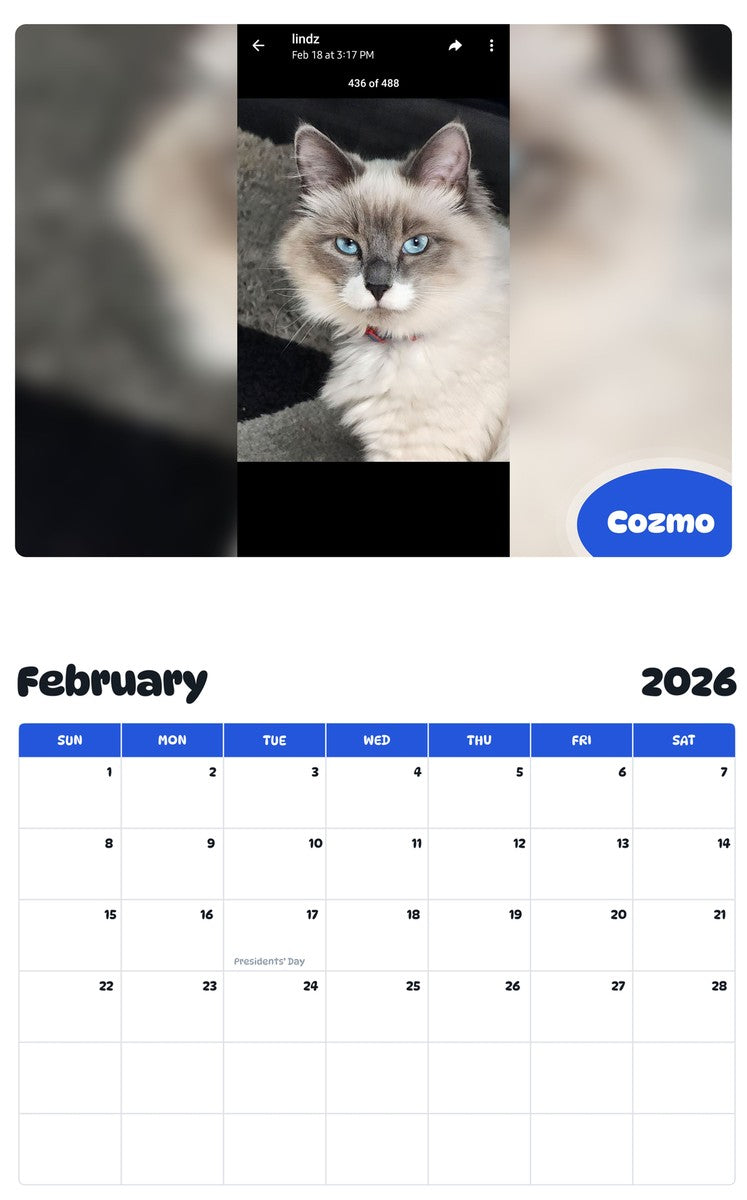 October 2025 - September 2026 Cozmo - Pawidols Pet Calendar
