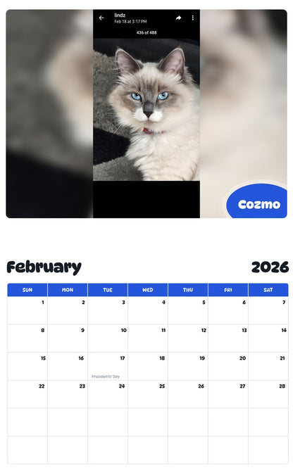 October 2025 - September 2026 Cozmo - Pawidols Pet Calendar