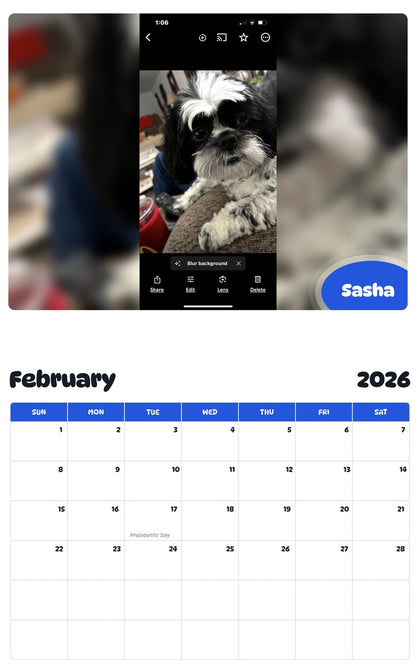 October 2025 - September 2026 Sasha - Pawidols Pet Calendar