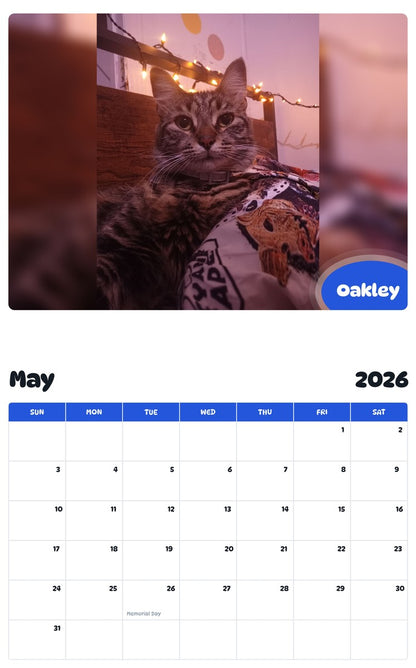 2026 - 2027 Oakley - Pawidols Pet Calendar