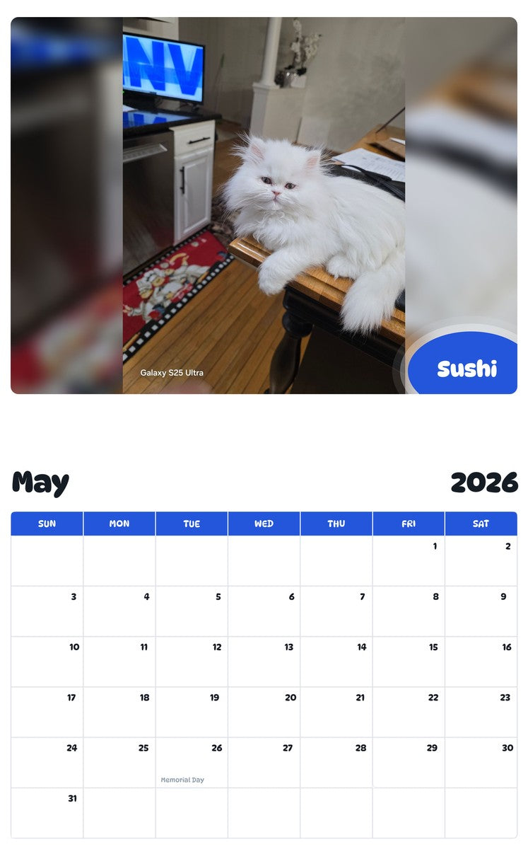 2026 - 2027 Sushi - Pawidols Pet Calendar