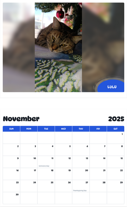 July 2025 - June 2026 Lulu - Pawidols Pet Calendar