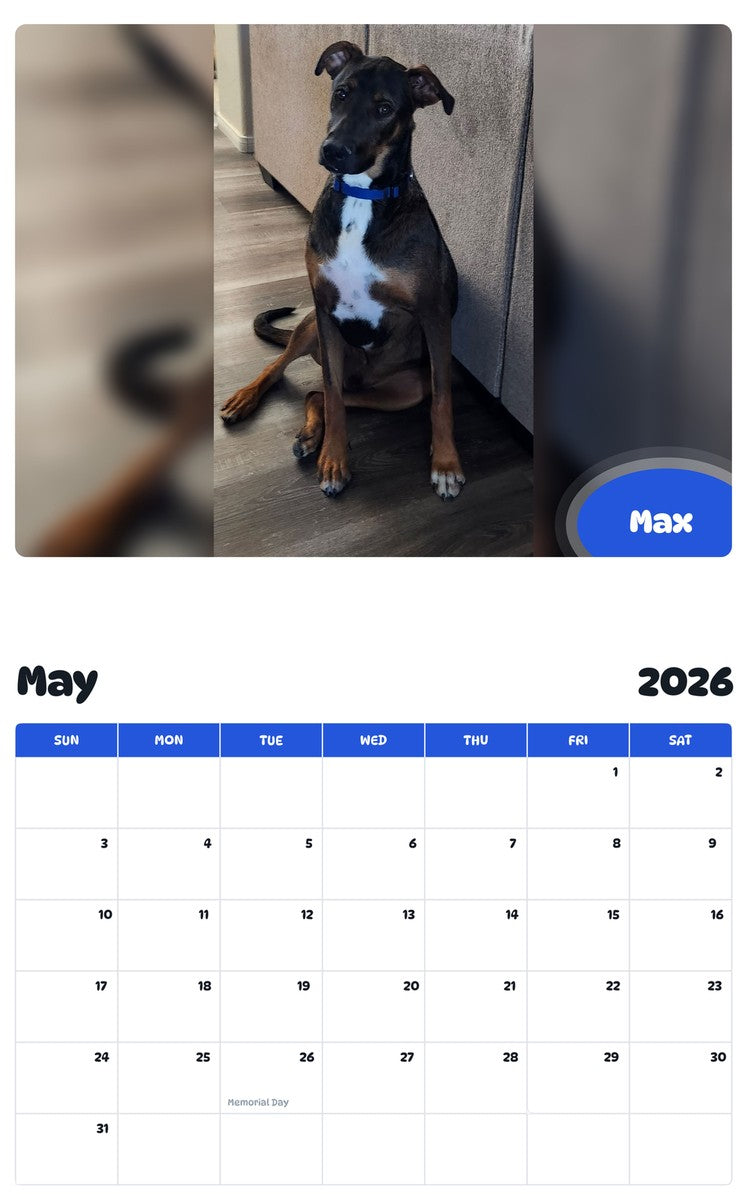 2026 - 2027 Max - Pawidols Pet Calendar