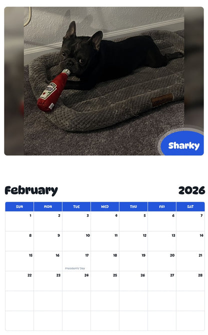 October 2025 - September 2026 Sharky - Pawidols Pet Calendar