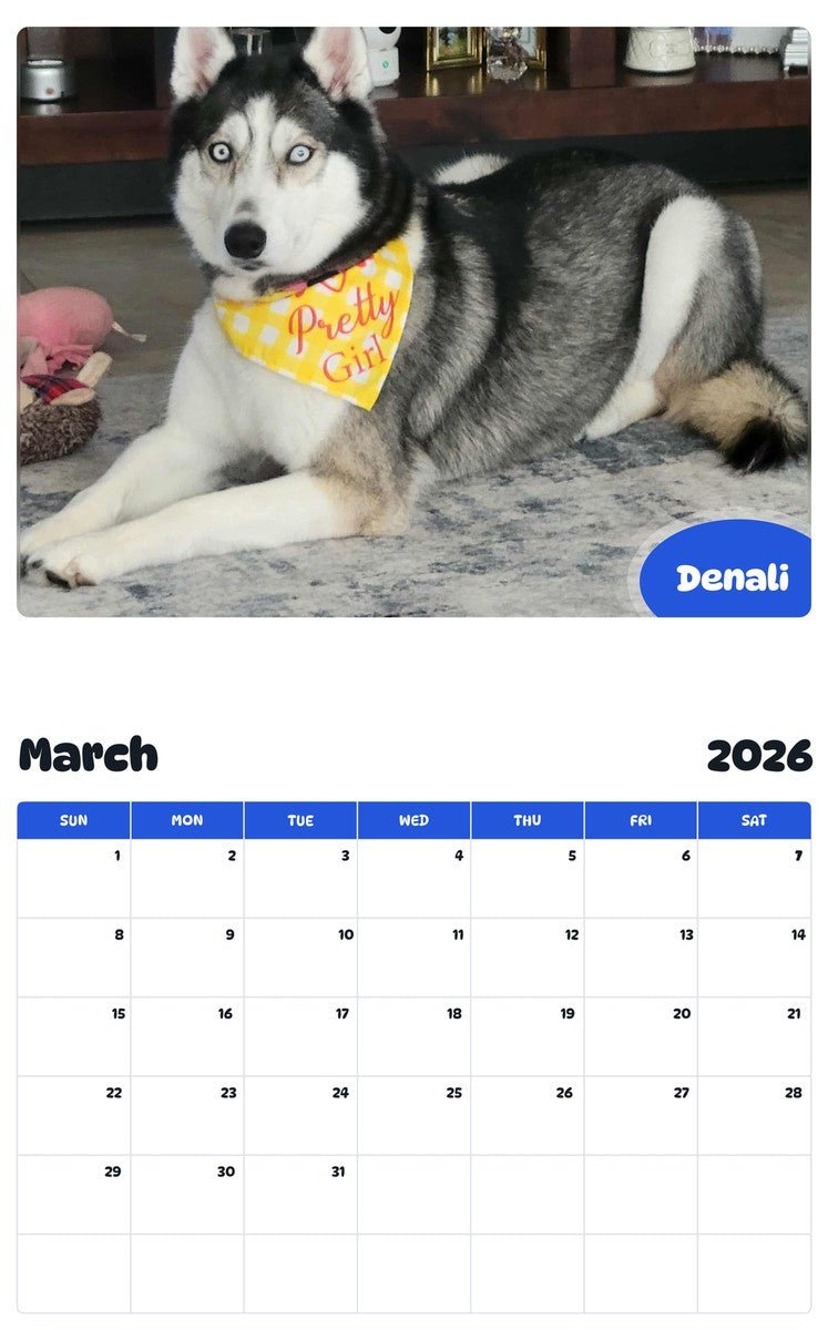 November 2025 - October 2026 Denali - Pawidols Pet Calendar