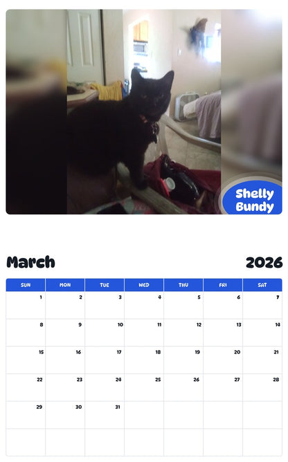 November 2025 - October 2026 Shelly Bundy - Pawidols Pet Calendar
