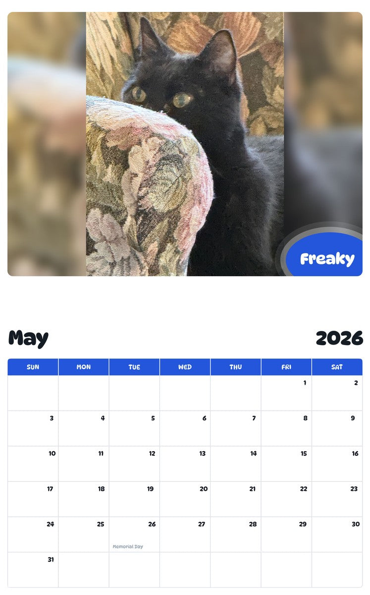 2026 - 2027 Freaky - Pawidols Pet Calendar