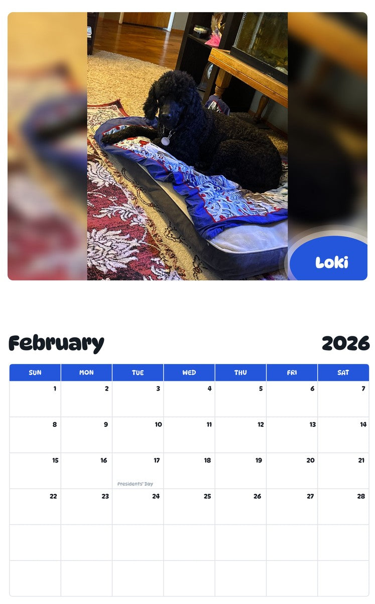 October 2025 - September 2026 Loki - Pawidols Pet Calendar