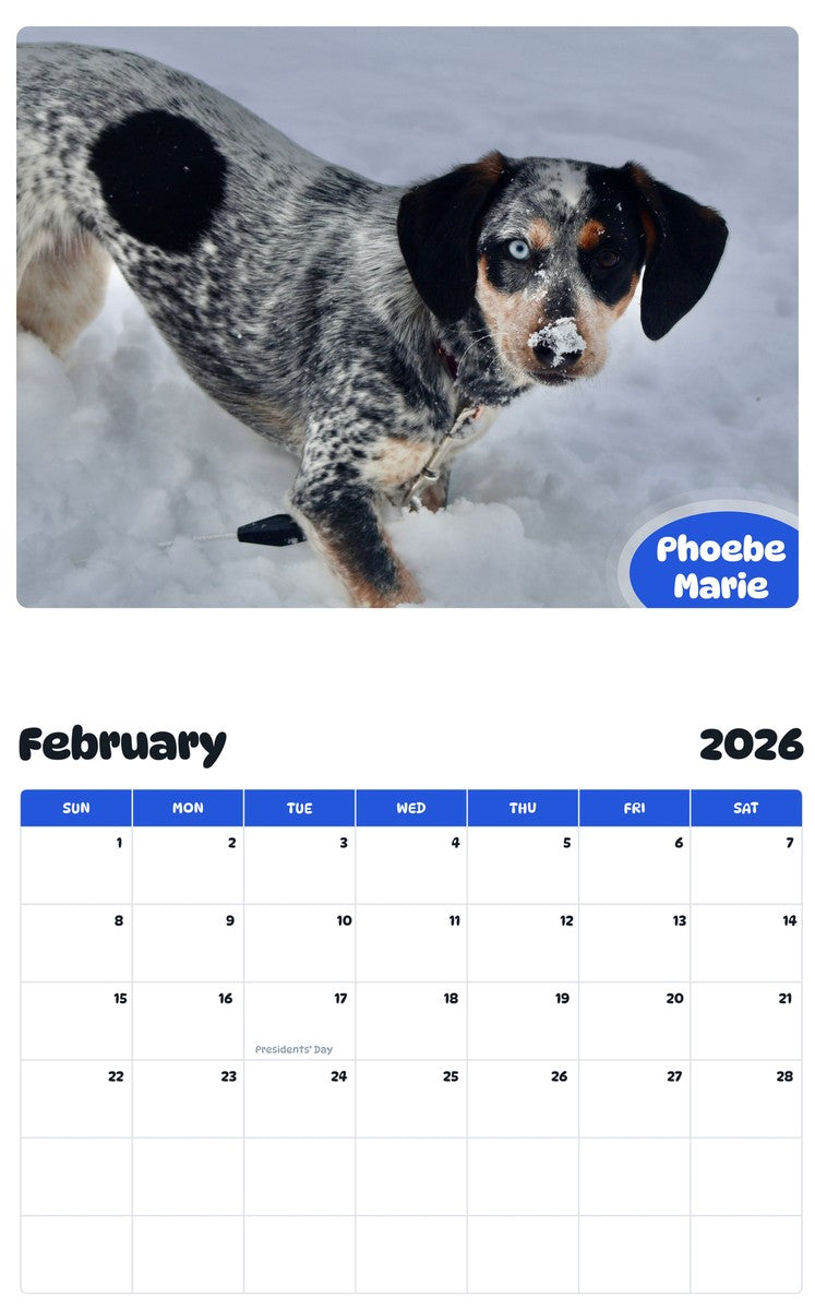 October 2025 - September 2026 Phoebe Marie - Pawidols Pet Calendar