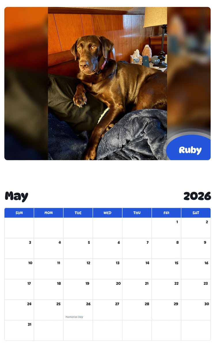 2026 - 2027 Ruby - Pawidols Pet Calendar