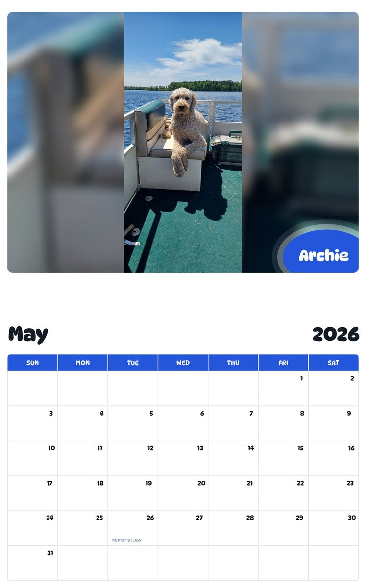 2026 - 2027 Archie - Pawidols Pet Calendar