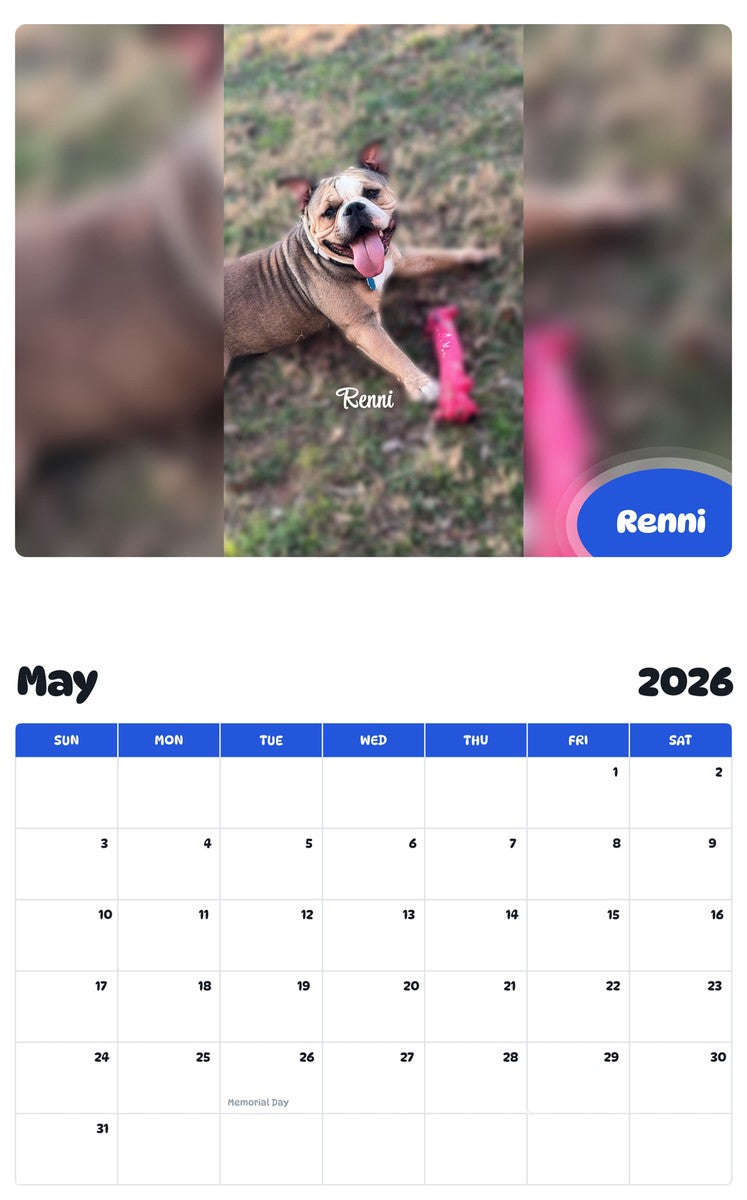 2026 - 2027 Renni - Pawidols Pet Calendar