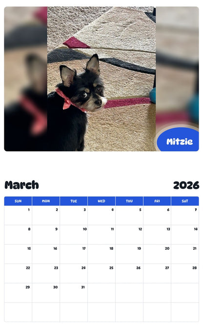 November 2025 - October 2026 Mitzie - Pawidols Pet Calendar
