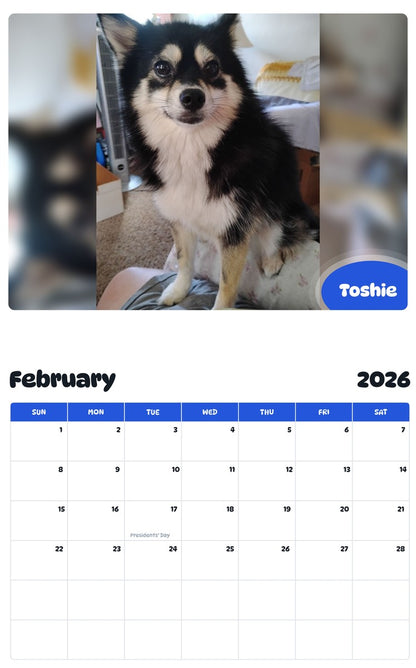 October 2025 - September 2026 Toshie - Pawidols Pet Calendar