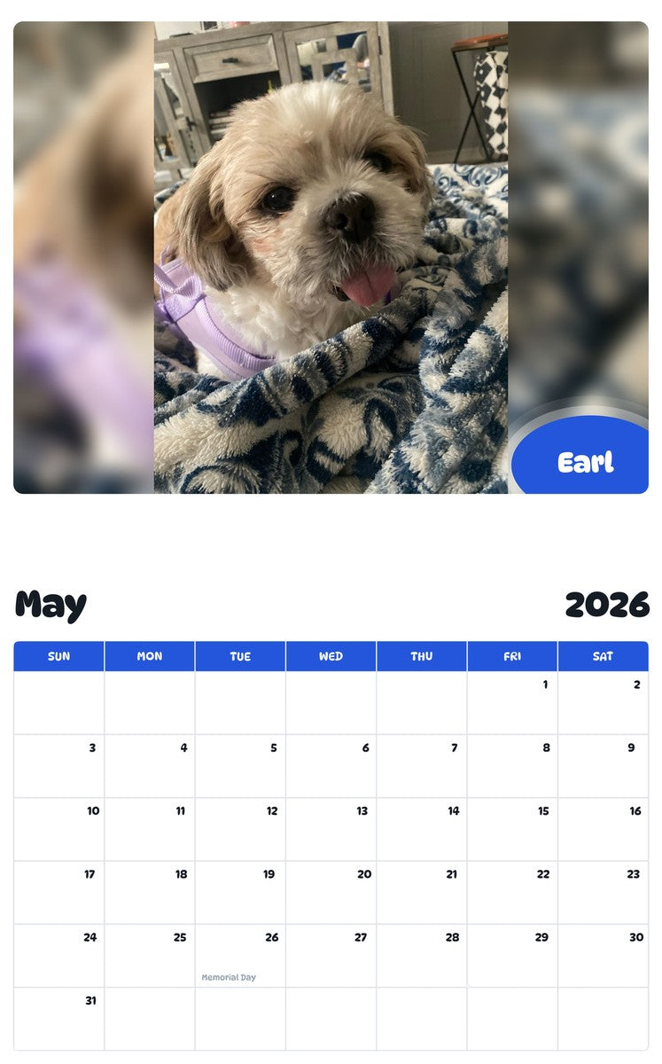 2026 - 2027 Earl - Pawidols Pet Calendar