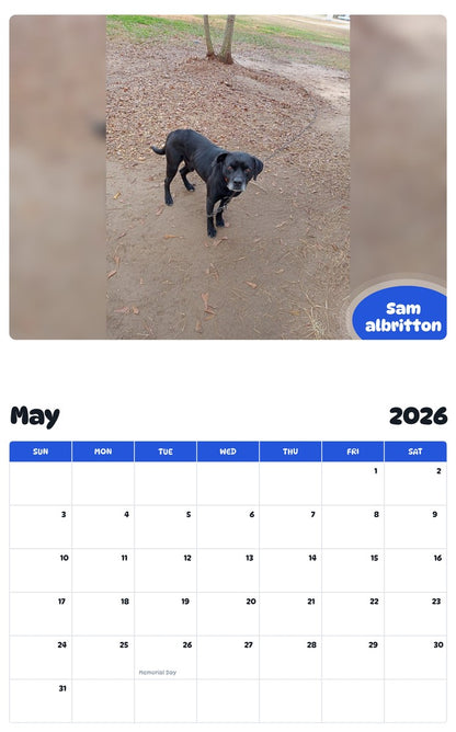 2026 - 2027 Sam albritton - Pawidols Pet Calendar