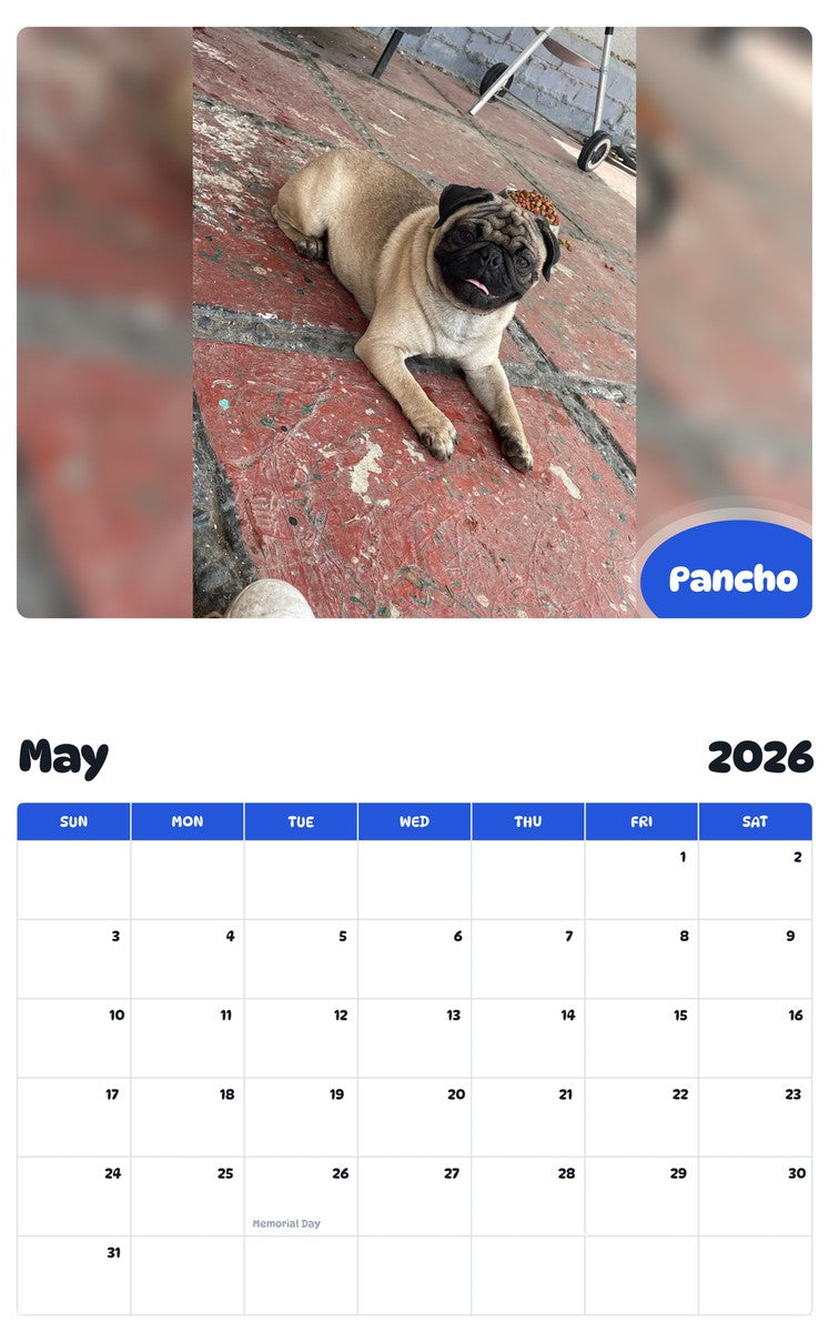 2026 - 2027 Pancho - Pawidols Pet Calendar