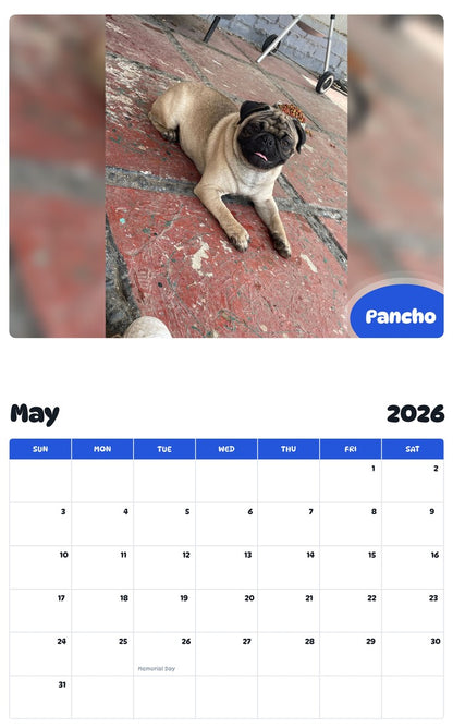 2026 - 2027 Pancho - Pawidols Pet Calendar