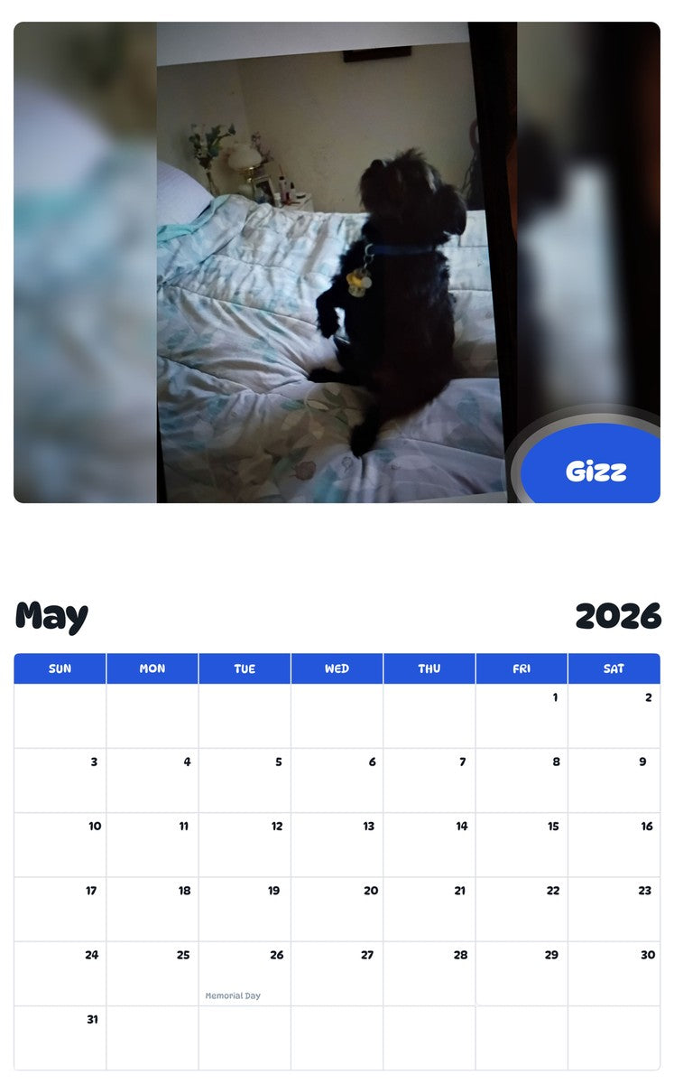 2026 - 2027 Gizz - Pawidols Pet Calendar