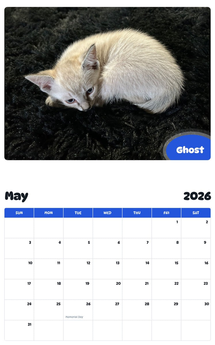 2026 - 2027 Ghost - Pawidols Pet Calendar