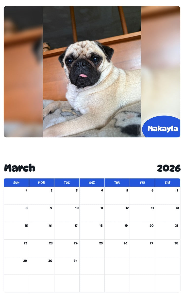 November 2025 - October 2026 Makayla - Pawidols Pet Calendar