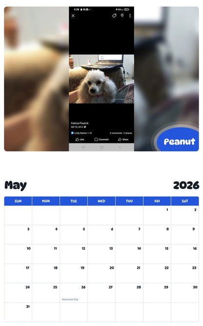 2026 - 2027 Peanut - Pawidols Pet Calendar