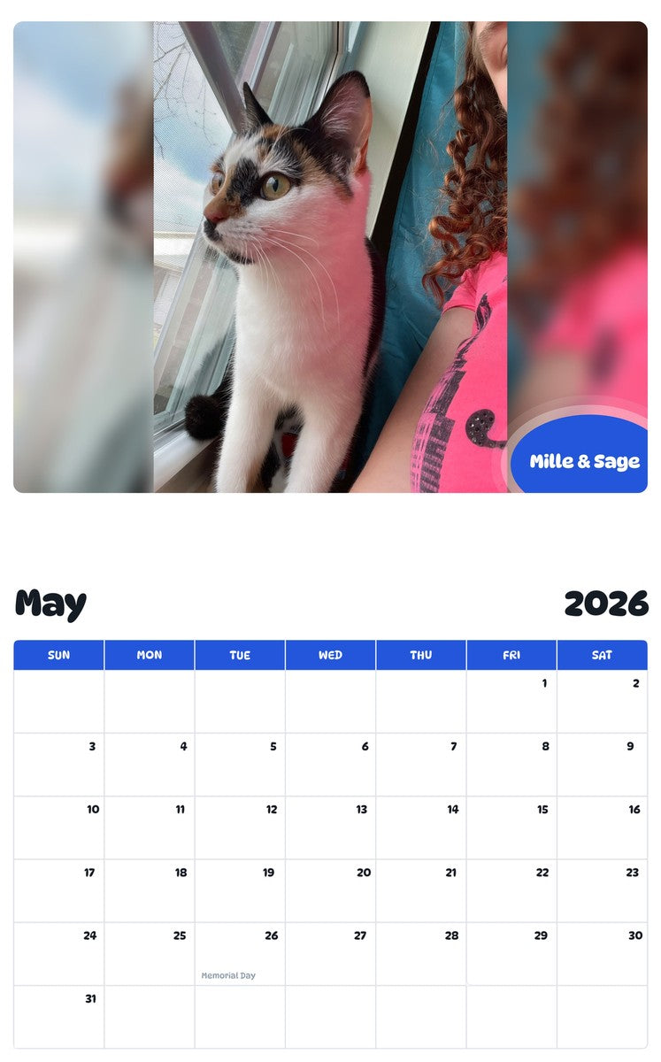 2026 - 2027 Mille & Sage - Pawidols Pet Calendar