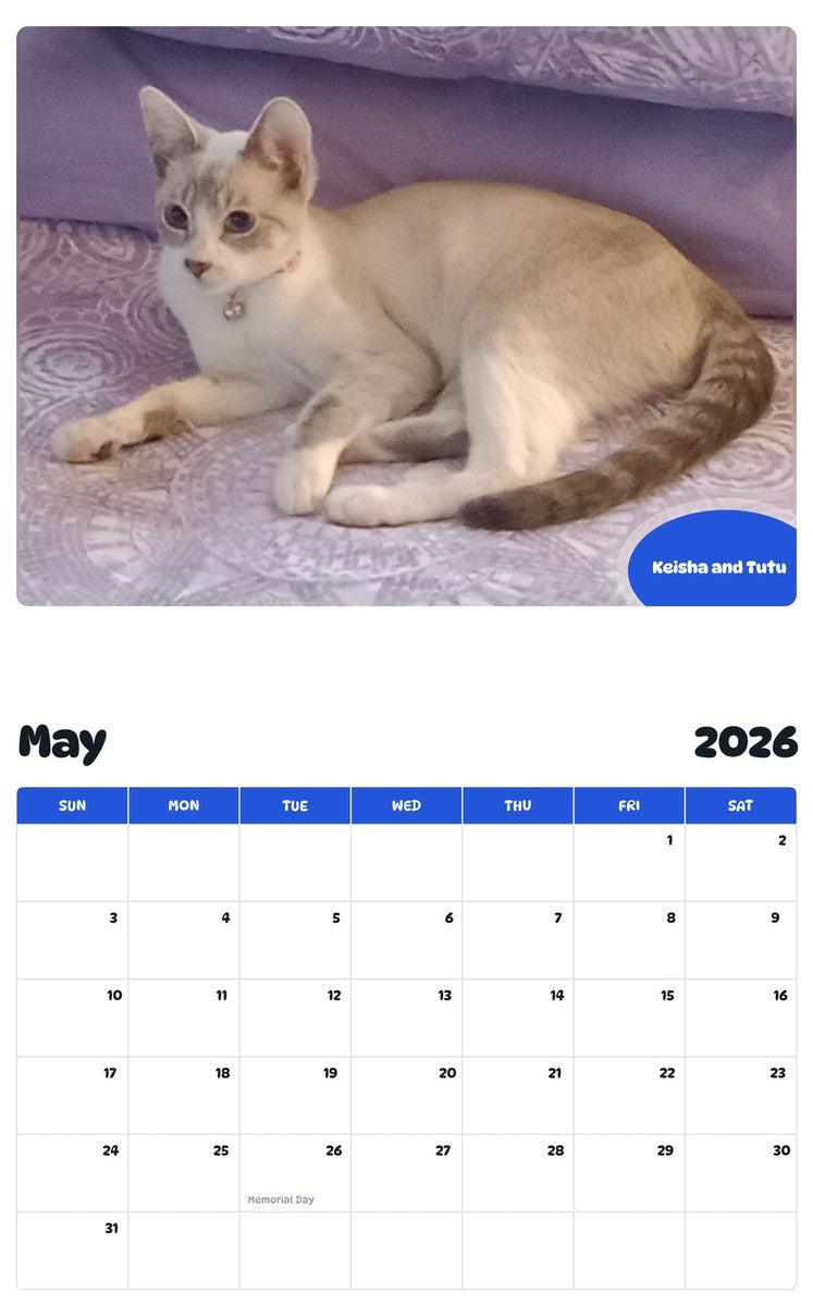 2026 - 2027 Keisha and Tutu - Pawidols Pet Calendar