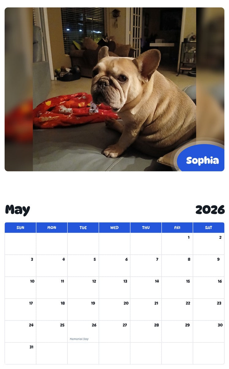 2026 - 2027 Sophia - Pawidols Pet Calendar