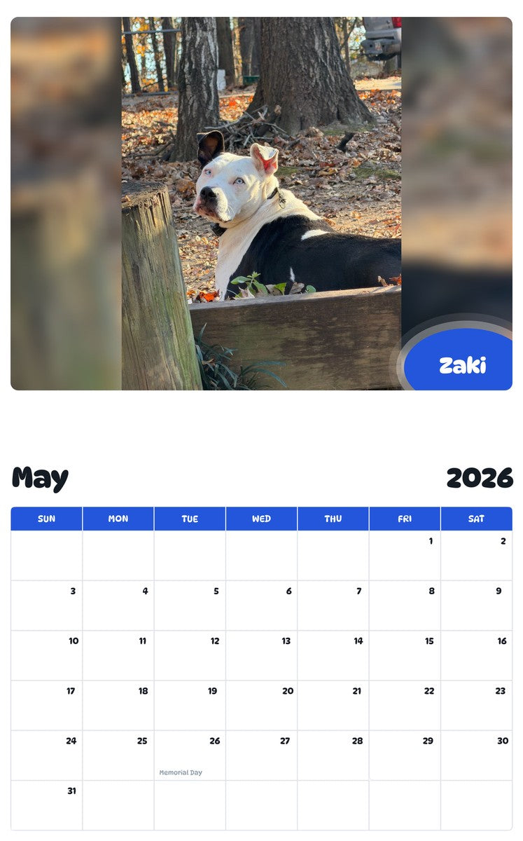 2026 - 2027 Zaki - Pawidols Pet Calendar