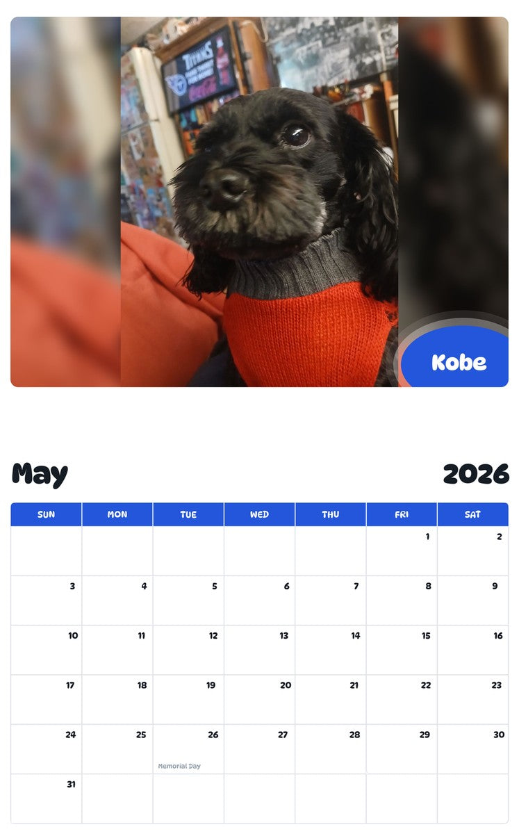 2026 - 2027 Kobe - Pawidols Pet Calendar