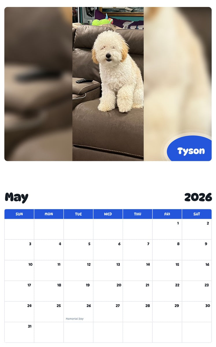 2026 - 2027 Tyson - Pawidols Pet Calendar