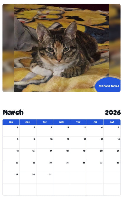 November 2025 - October 2026 Ava Marie Garrod - Pawidols Pet Calendar