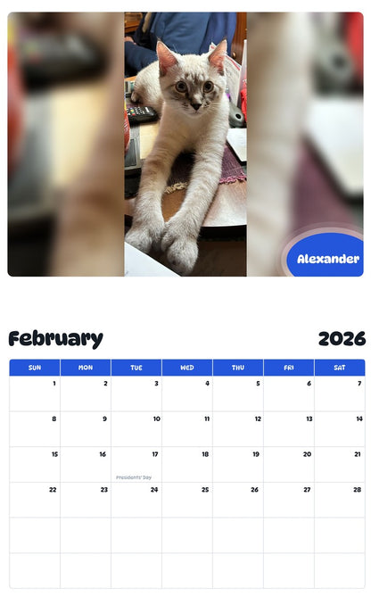 October 2025 - September 2026 Alexander - Pawidols Pet Calendar