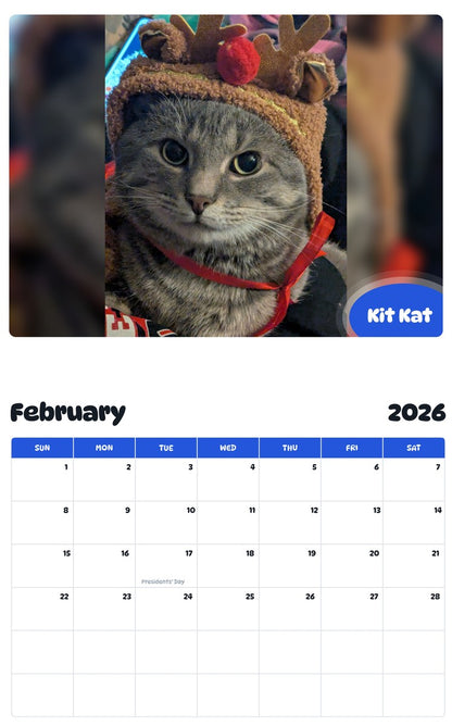 October 2025 - September 2026 Kit Kat - Pawidols Pet Calendar