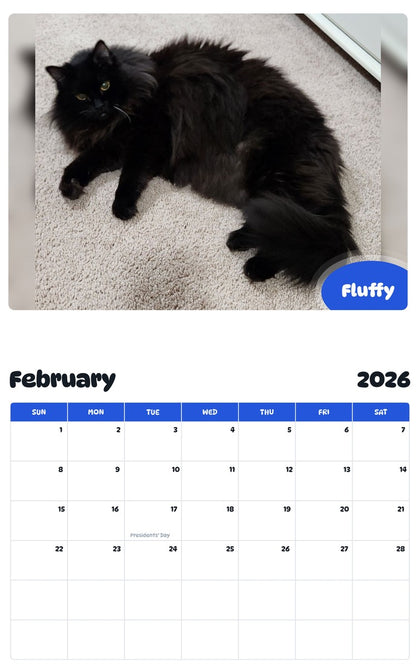 October 2025 - September 2026 Fluffy - Pawidols Pet Calendar
