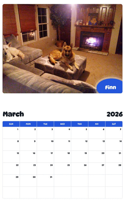 November 2025 - October 2026 Finn - Pawidols Pet Calendar