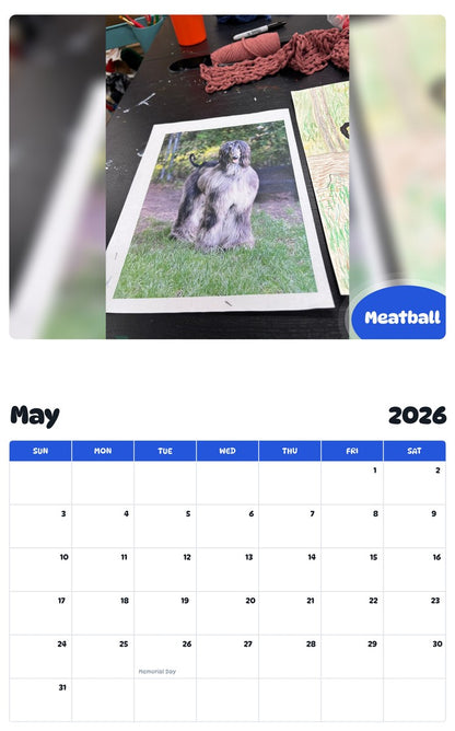 2026 - 2027 Meatball - Pawidols Pet Calendar