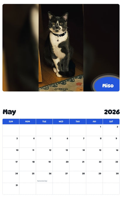2026 - 2027 Miso - Pawidols Pet Calendar