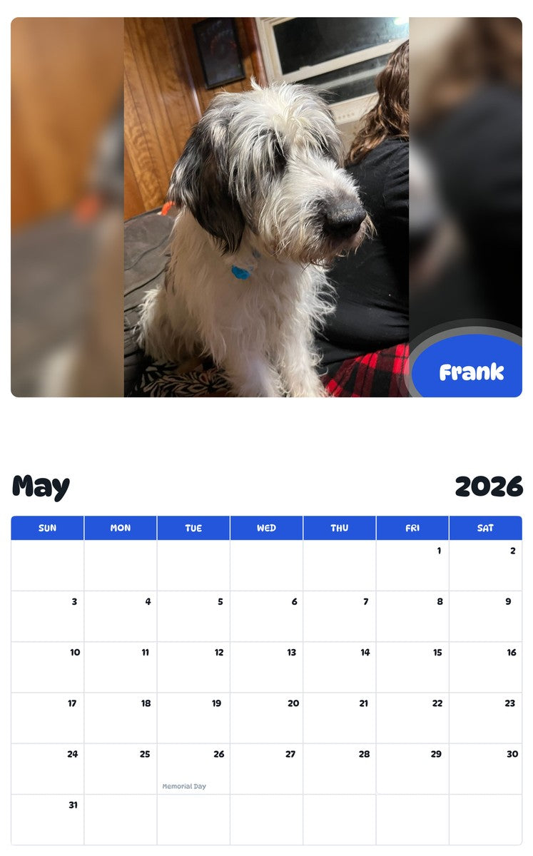 2026 - 2027 Frank - Pawidols Pet Calendar